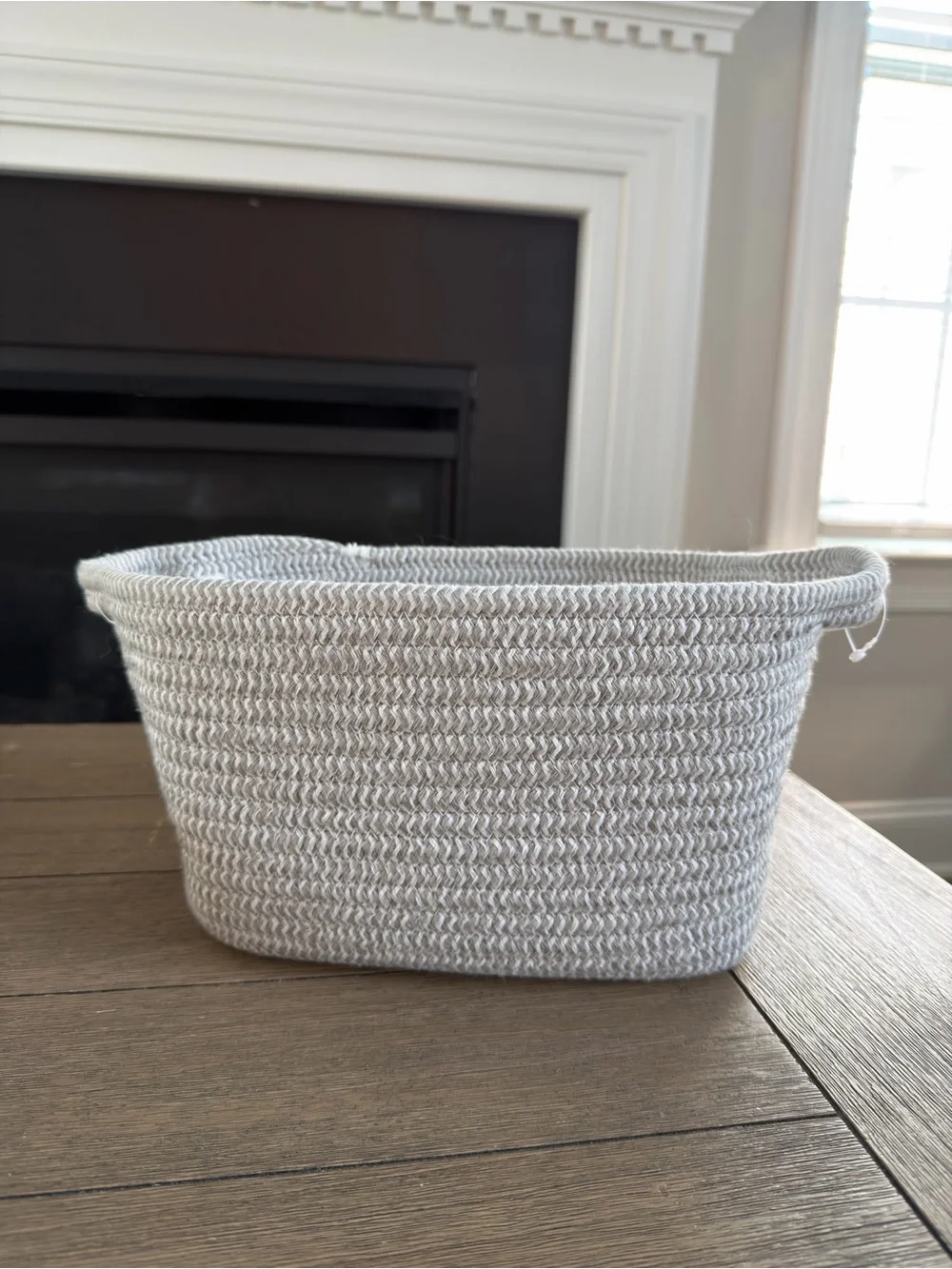 Woven Rope Storage Basket in Light Gray - Stylish Home Organizer